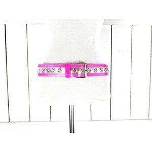 Hot florescent pink clear plastic wide patent leather belt